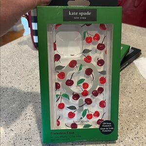 kate spade Clear Cherry MagSafe iPhone 15 Pro Max Case - Red & Green